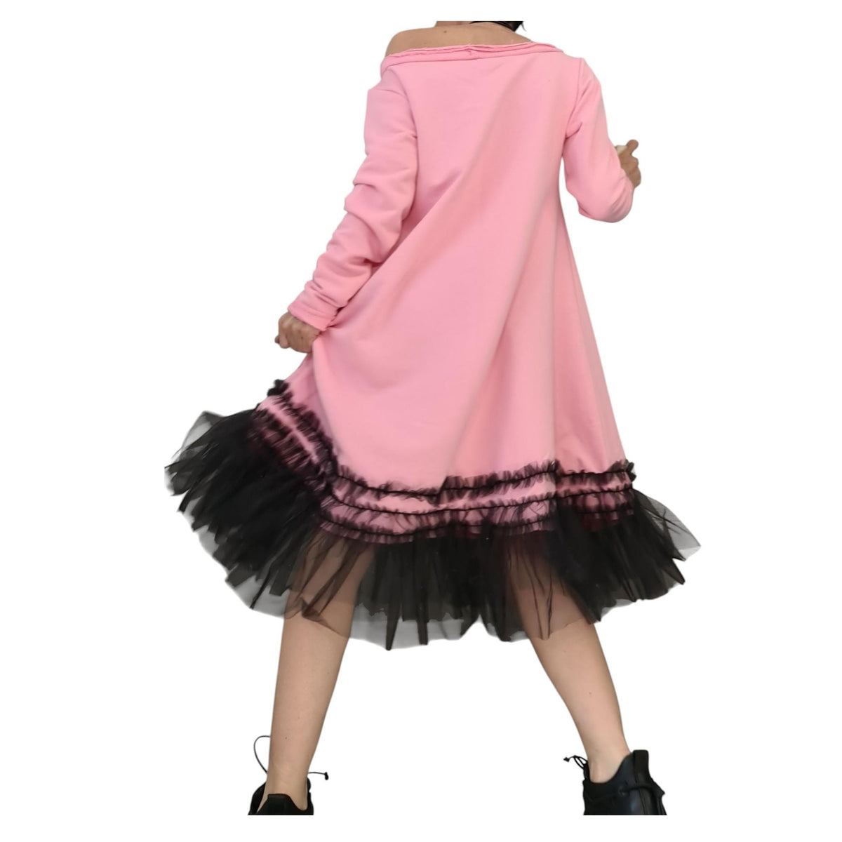 Baby Pink Loose Cotton Tulle Dress, Oversize Tunic