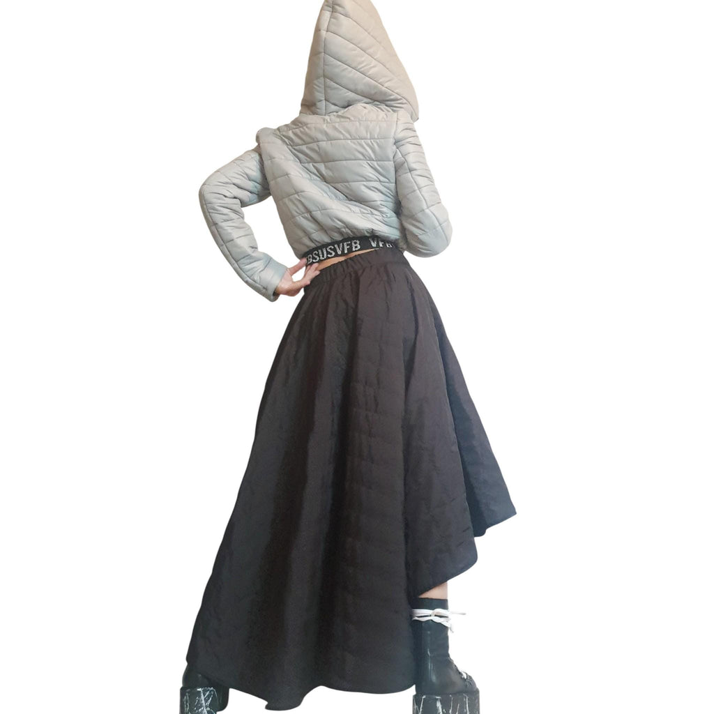Cropped Hooded Puffer Jacket, Oversized Big Hood Bomber, Quilted Winter Outerwear