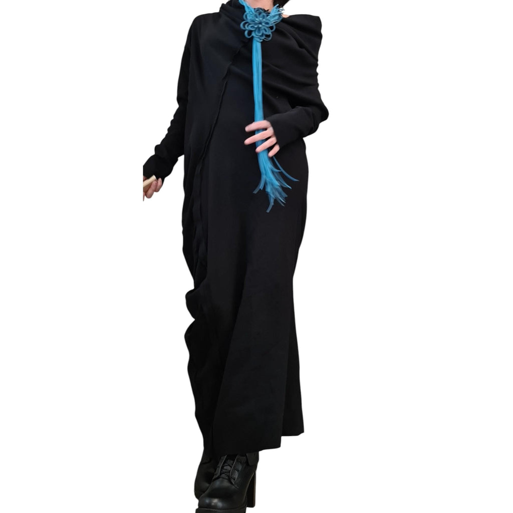 Extravagant Dress, Asymmetric Dress, Black Cotton Dress, Plus Size Clothing, Blouson Dress, Sexy Dress, Long Sleeve, New collection