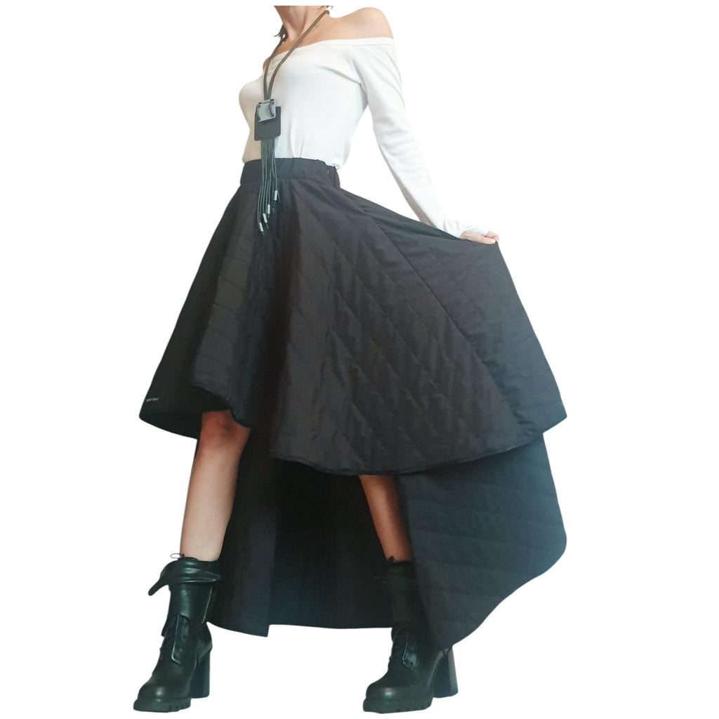 Extravagant Asymmetric Wadding Skirt, Gothic Cocktail Circle Skirt