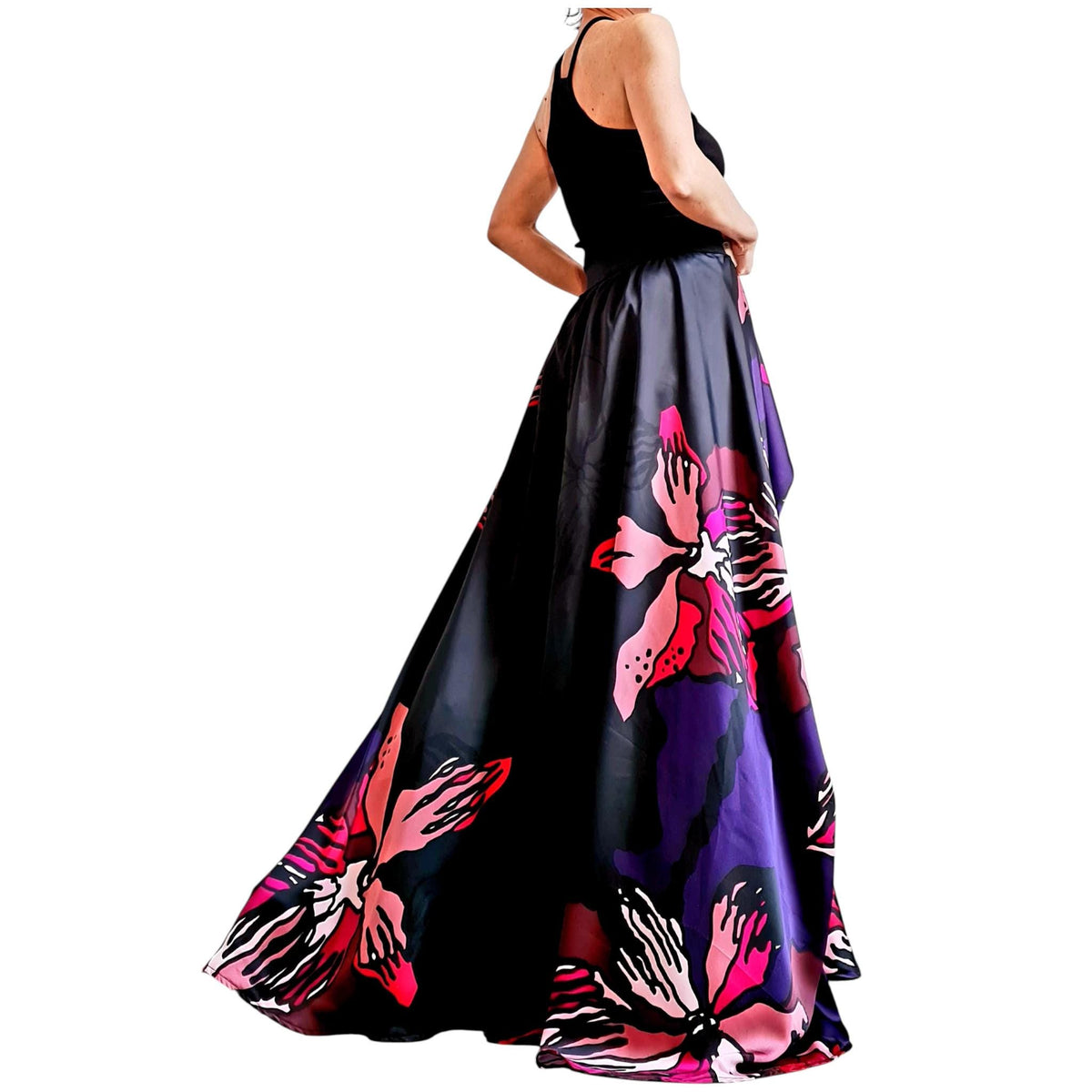 Satin Floral Tulle Bottom, Avant Garde Cocktail Artwear, Statement Party Piece