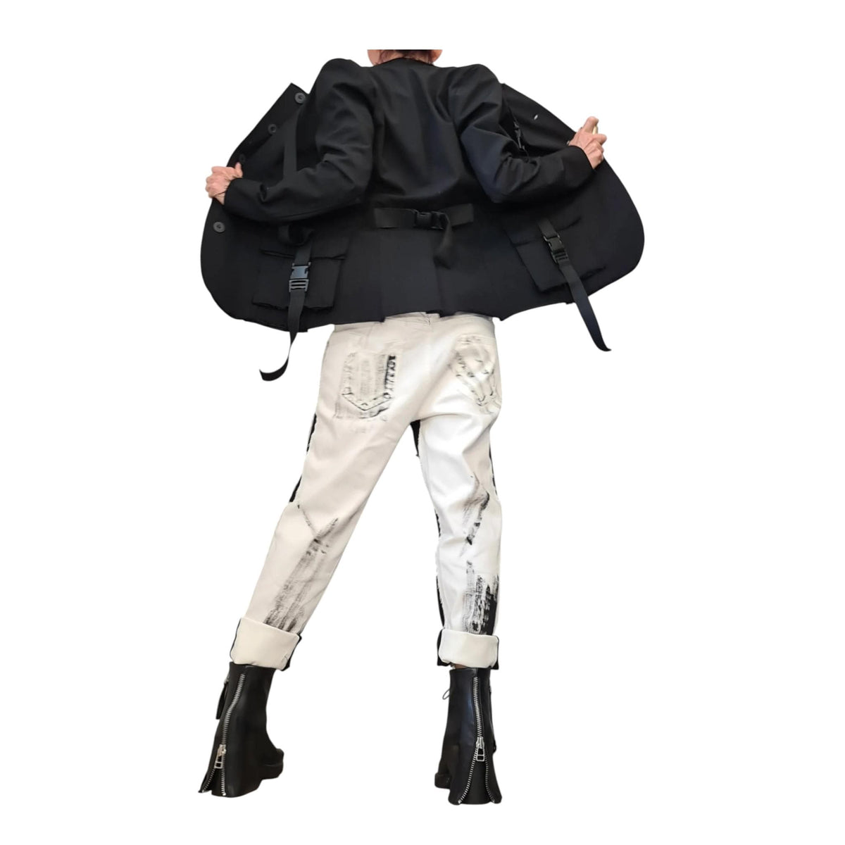 Asymmetric Black Blazer Jacket for Women | Avant Garde Gothic Extravagant Party Style | DDP USA