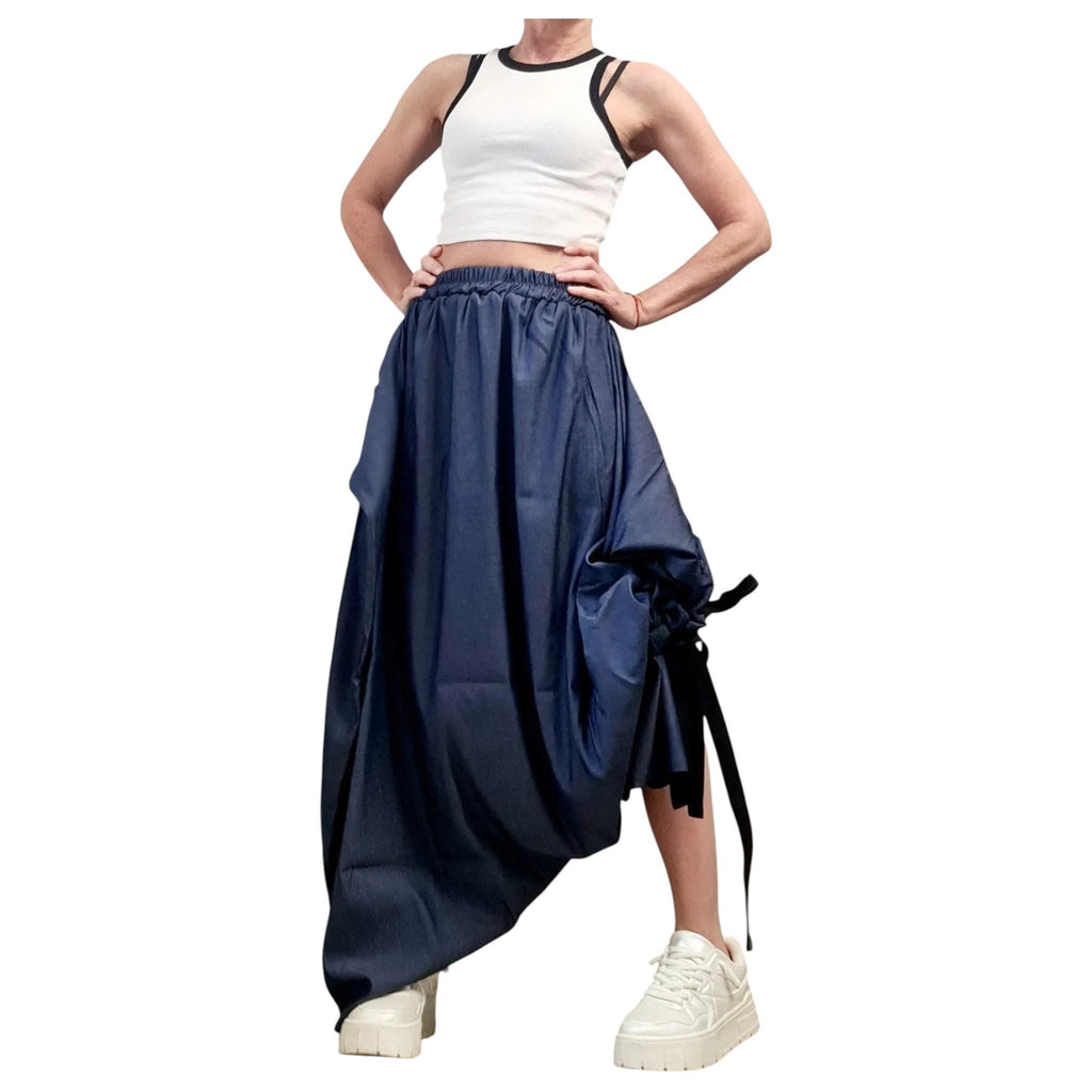 Convertible Wide Leg Denim Pants, Asymmetric Skirt Harem Trousers, Avant-Garde Cloyhing