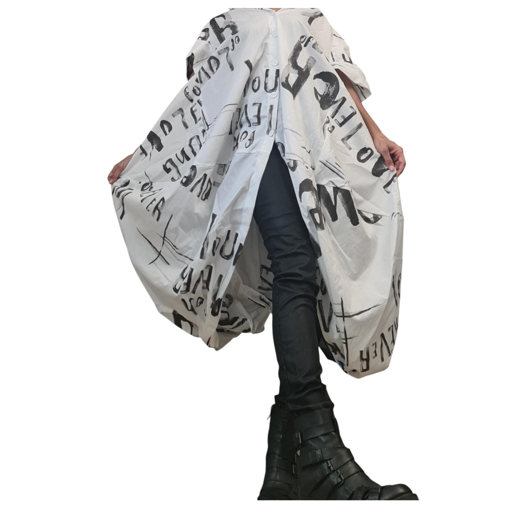 Asymmetric Tunic Shirt, Avant Garde Loose Cotton Top
