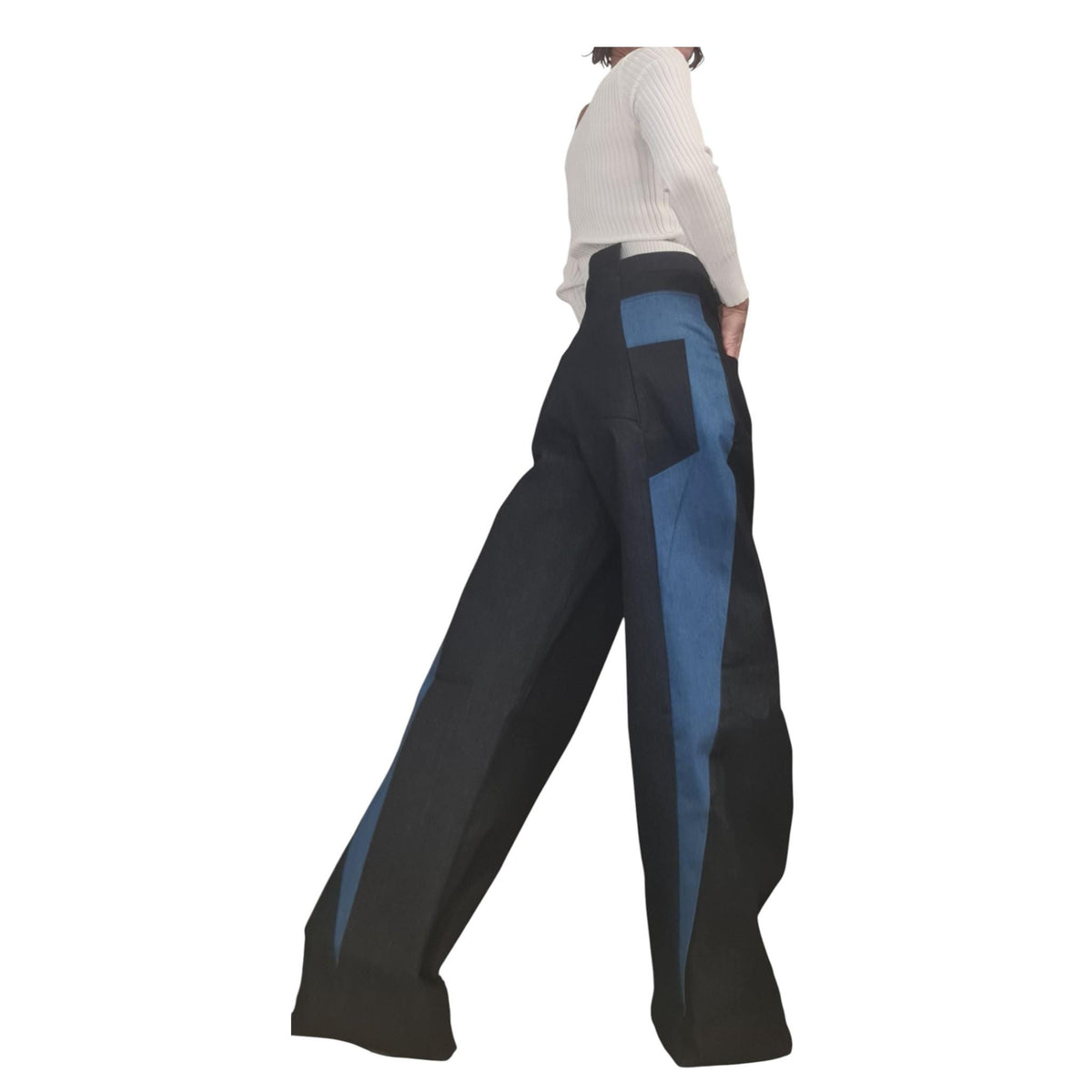 Extravagant Asymmetrical Denim Pants, Deconstructed Streetwear Bottoms