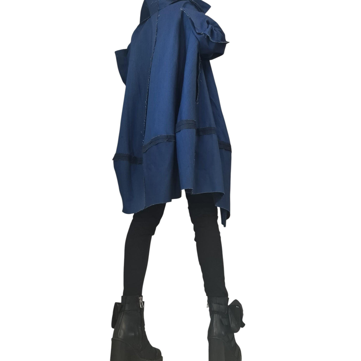Handmade Asymmetric Denim Trench Coat,  Plus Size Clothing, Oversize Jacket