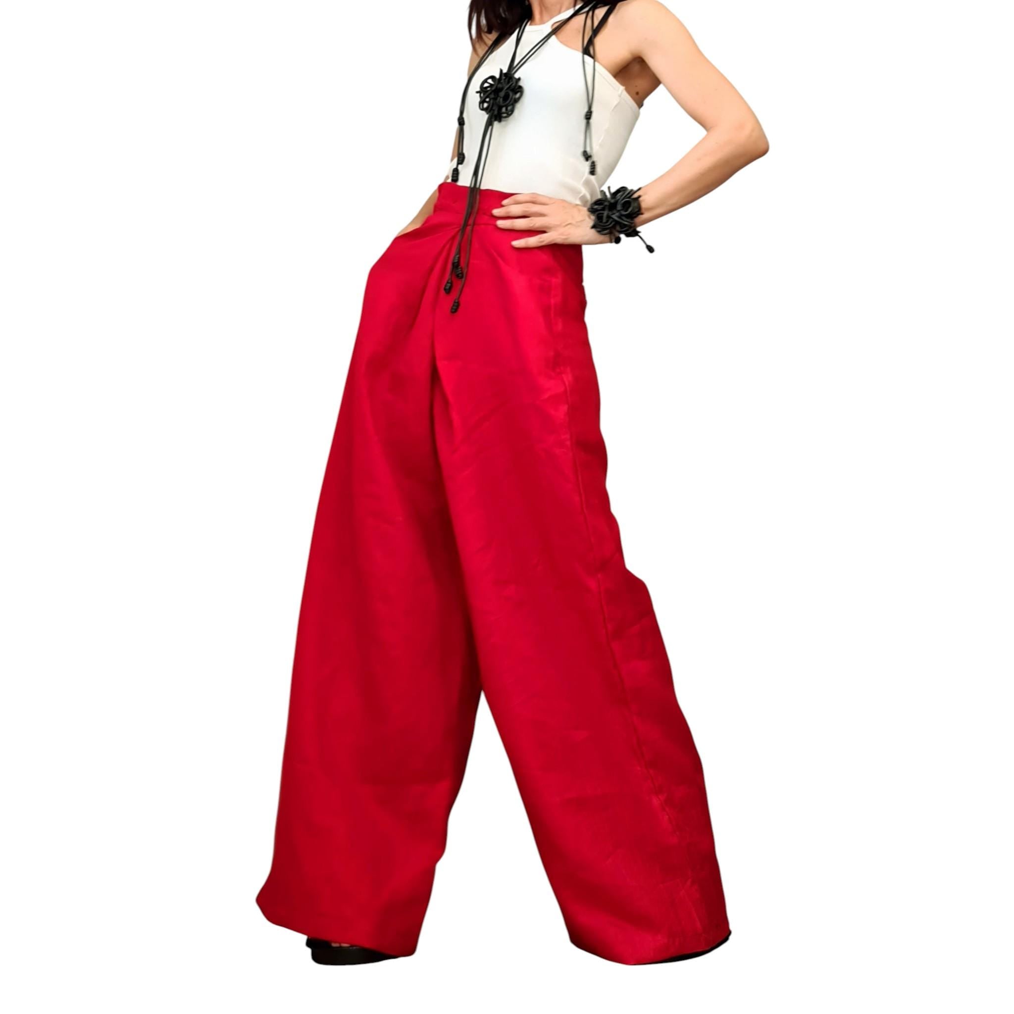 Royal Blue Linen Pants, Drop Crotch Harem Trousers, Wide Leg Avant Garde Clothing