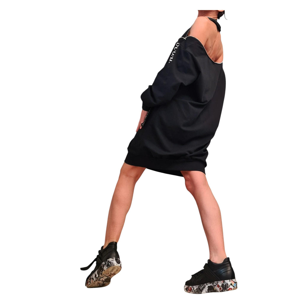 Asymmetric Tunic Dress: Loose Fit, Long Sleeve (Plus Sizes XS-5XL)