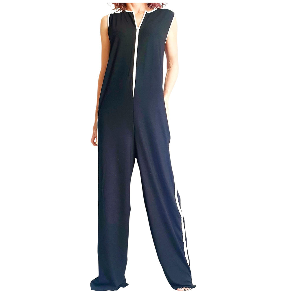 Asymmetric Cotton Jumpsuit: Extravagant Wide Leg Boho Gothic Overall