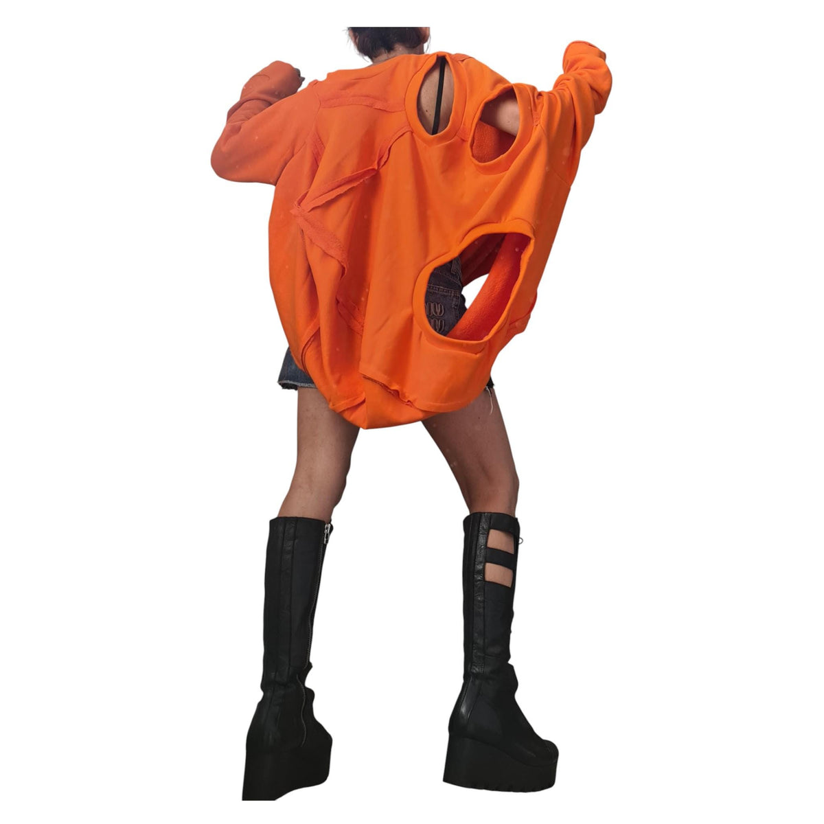 Transformable Cotton Tunic, Brown Cut Out Blouse, Oversized Women Top