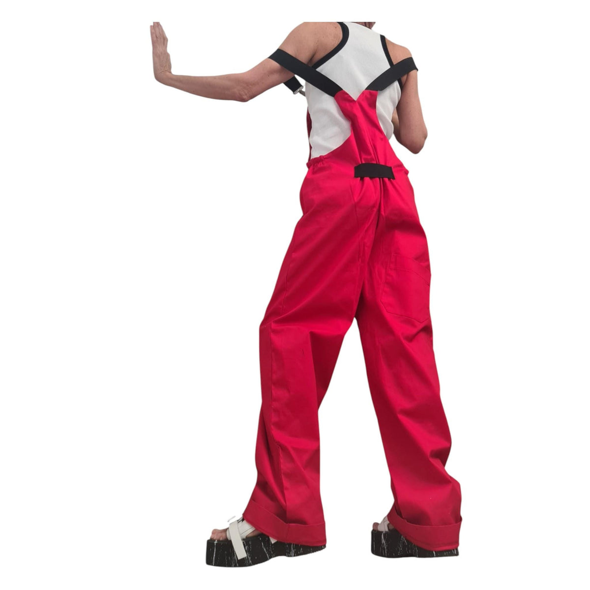 Extravagant Red Wide Leg Jumpsuit, Casual Woman Overalls