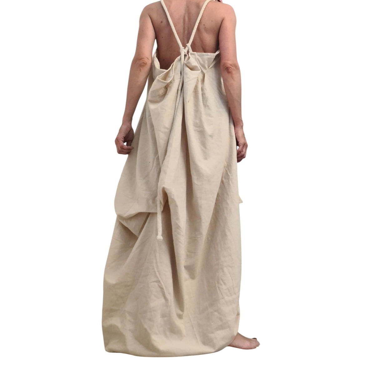 Asymmetric Linen Maxi Dress, Off Shoulder Open Back, Boho Loose Outfit, Plus Size Clothing