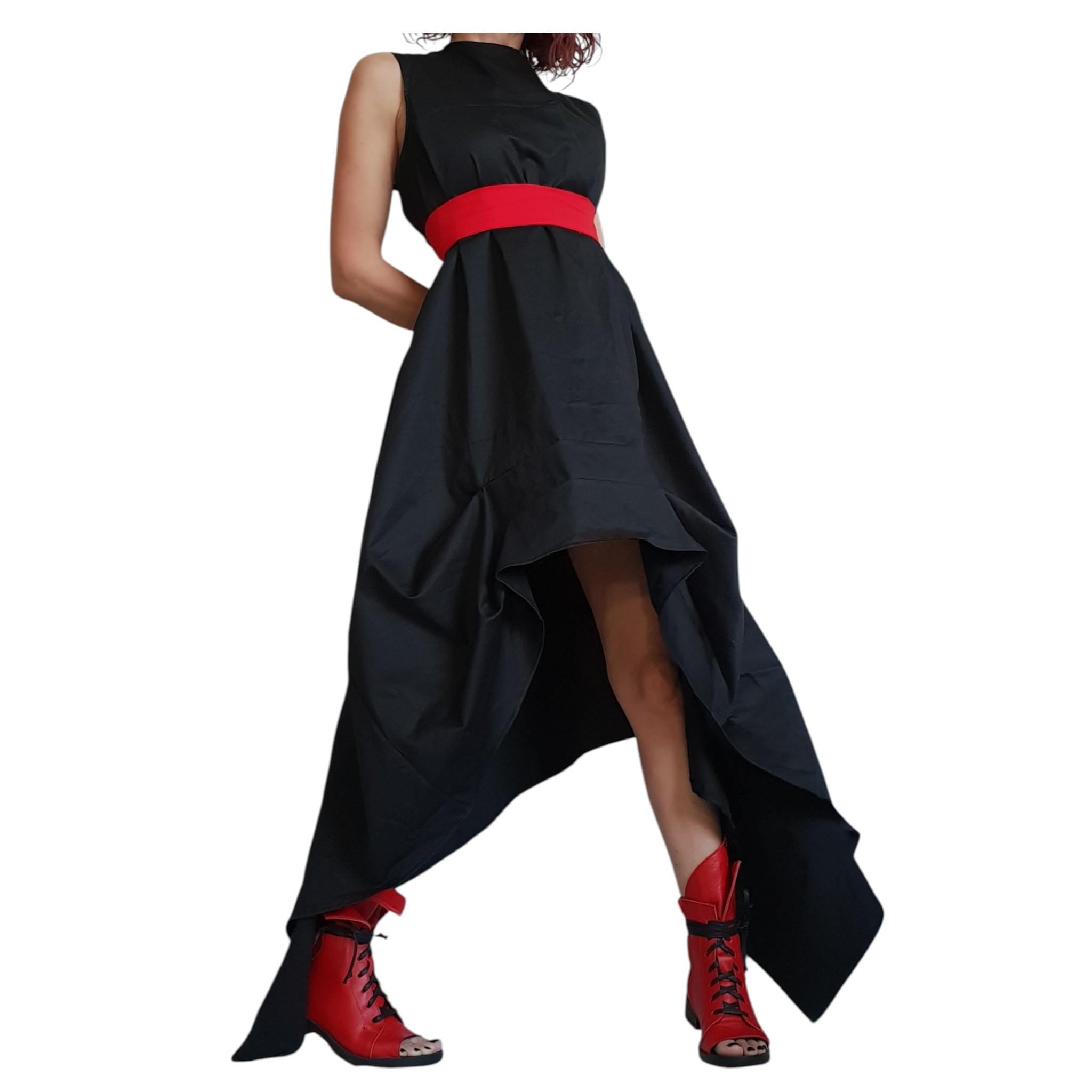 Asymmetric Dress, Black Loose Dress, Extravagant Dress, Sleeveless Dress, Long Short Dress, Plus Size Dress, Gothic Dress