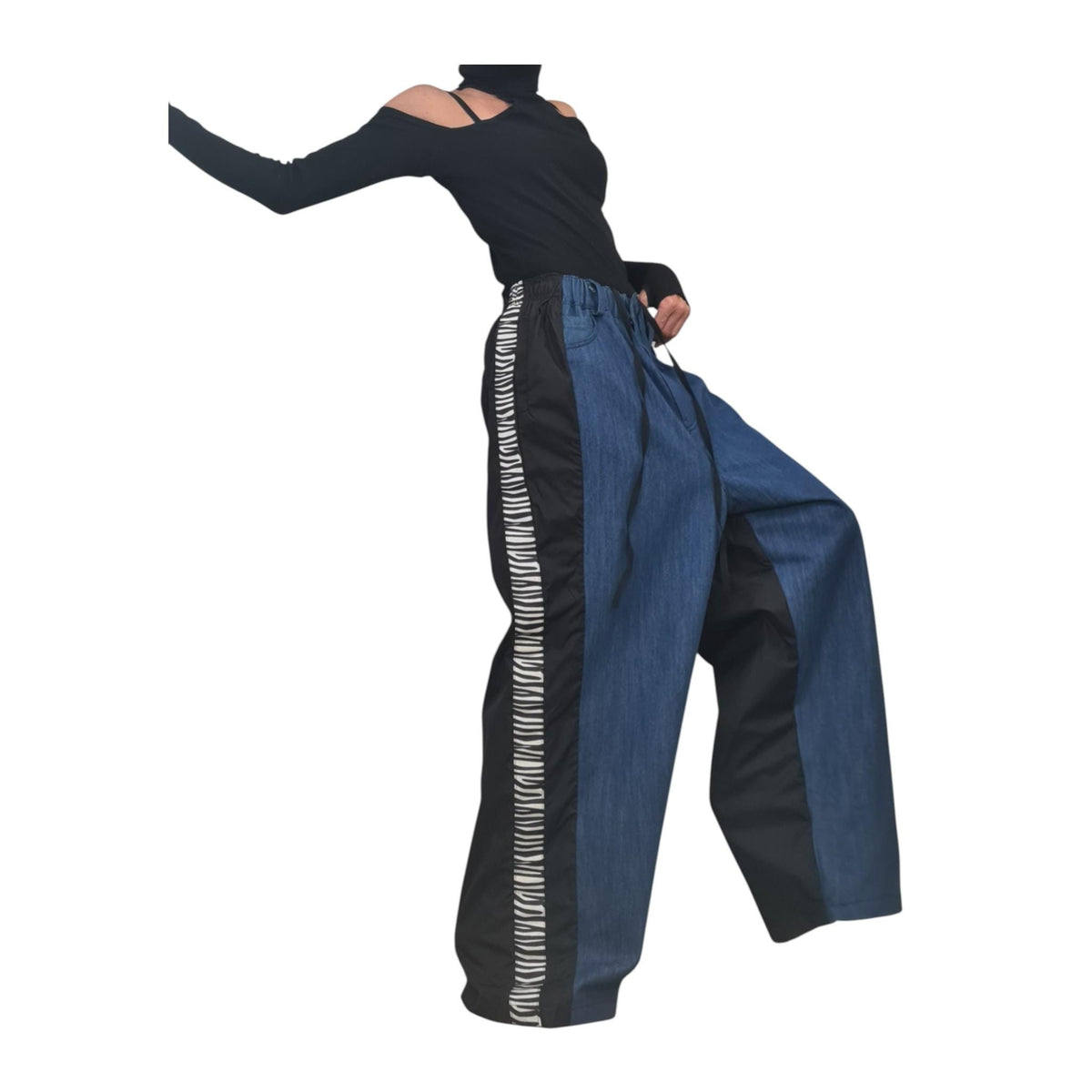 Extravagant Deconstructed Denim Harem Pants, Streetwear Style