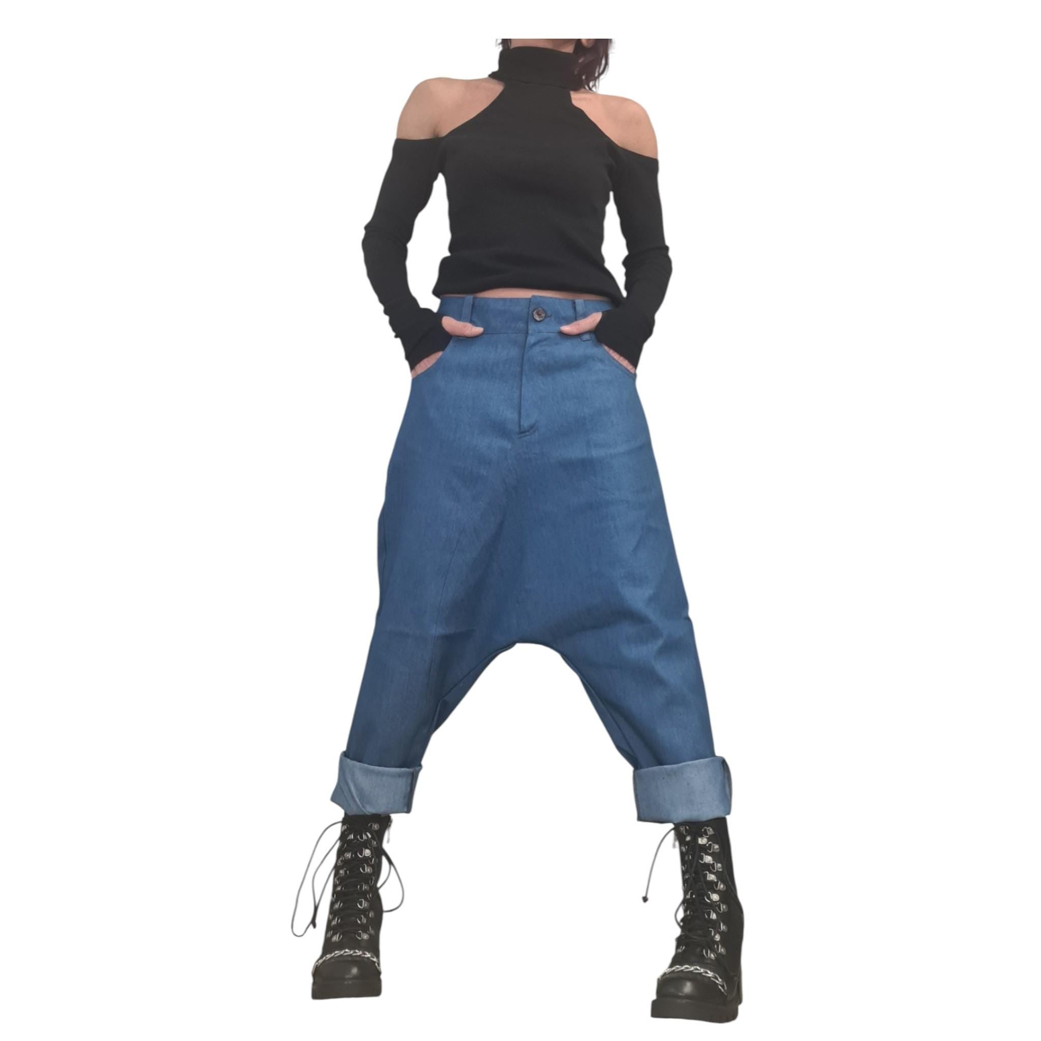 New collection Casual Denim Harem Pants, Extravagant Pants, Unisex Denim, Women Denim Harem, DRESSSHOESCODE