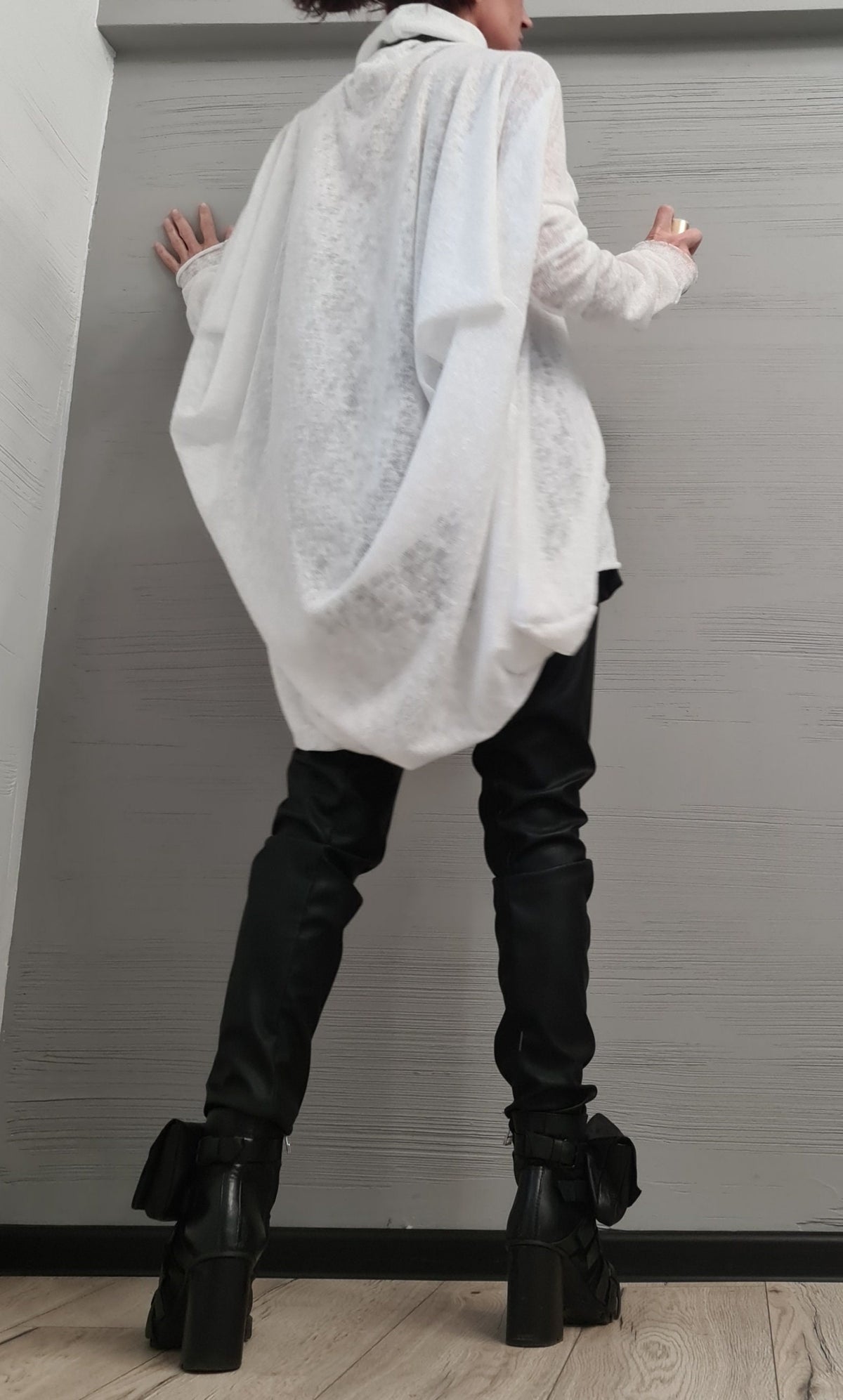 Asymmetrical Cotton Tunic, Avant Garde Deconstructed Loose Top