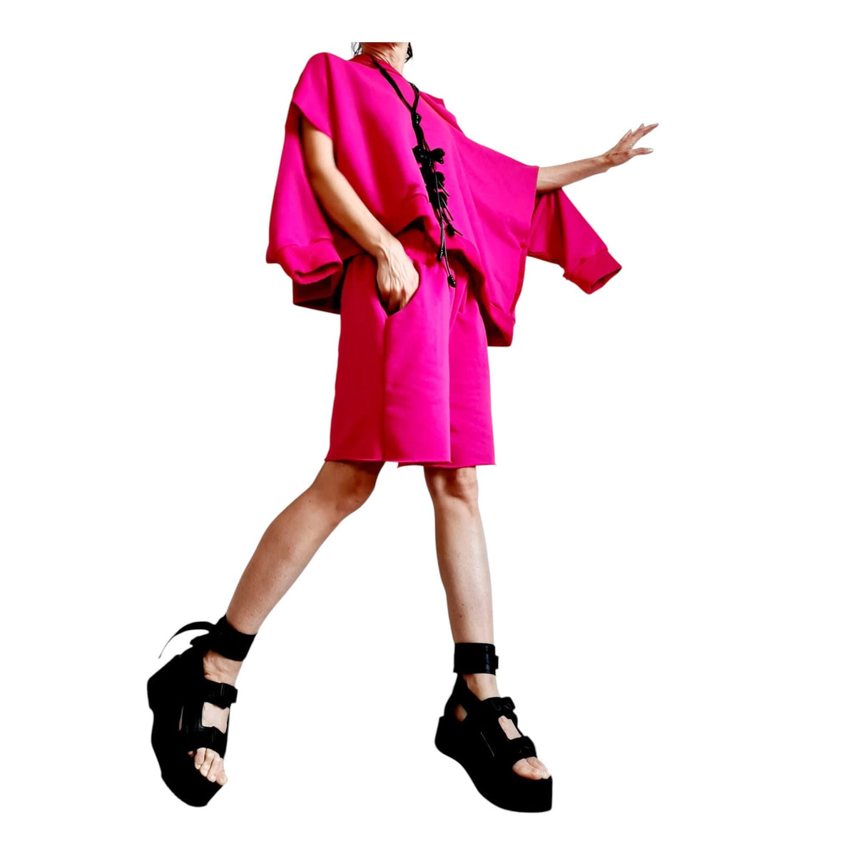 Extravagant Women Loose Blouse, Asymmetrical Top, Casual Outfit, short long sleeves
