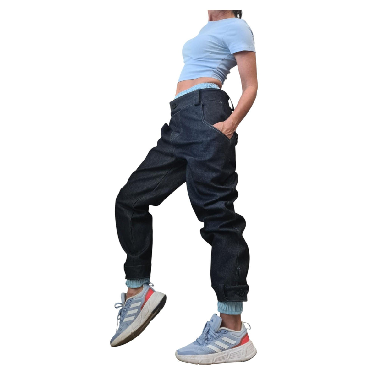 Extravagant Denim Harem Pants, Avant Garde Women's Trousers