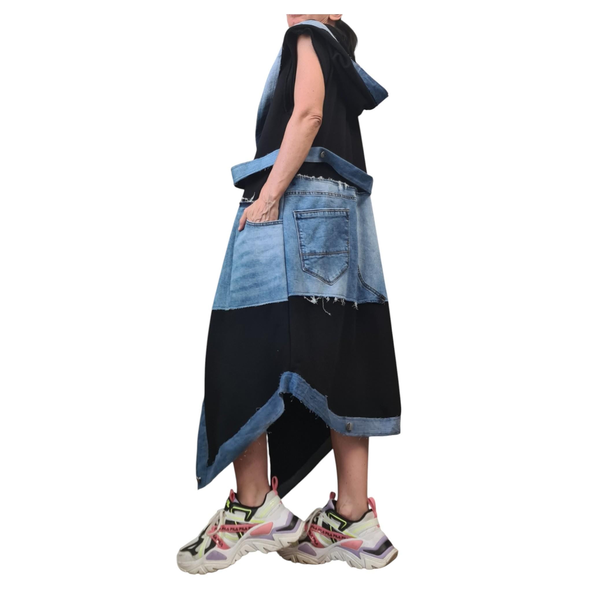 Gothic Vest, Denim & Cotton, Asymmetric Vest, Sleeveless Vest, Long Vest, Extravagant Vest, Maxi Vest, DRESSSHOESCODE