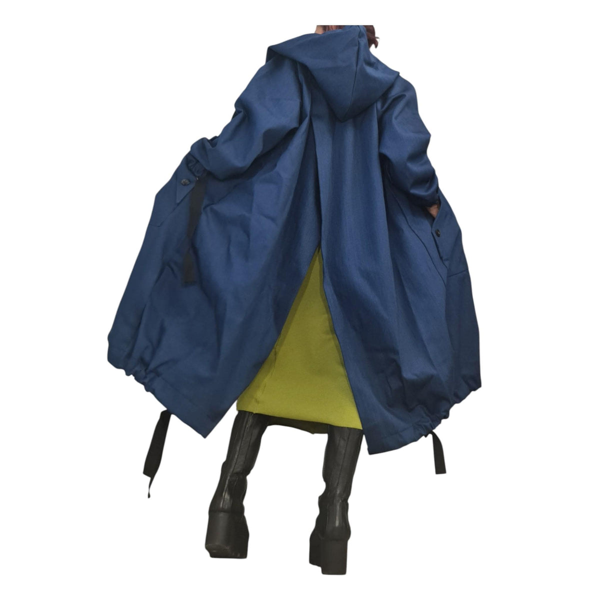 Asymmetric Long Denim Hooded Jacket for Women | Extravagant Loose Gothic Trench Style | DDP USA