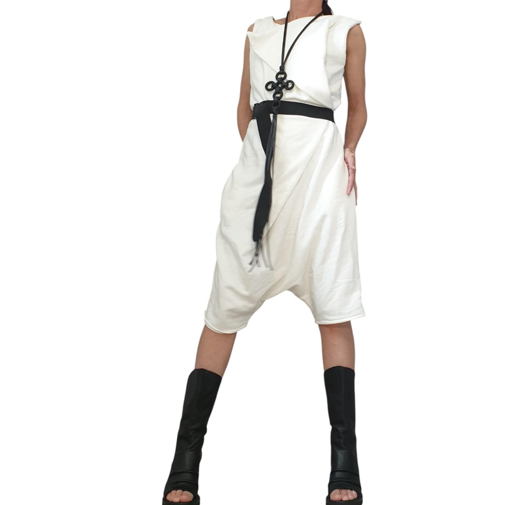 Asymmetric Cotton Harem Jumpsuit, Extravagant Loose Women Overall