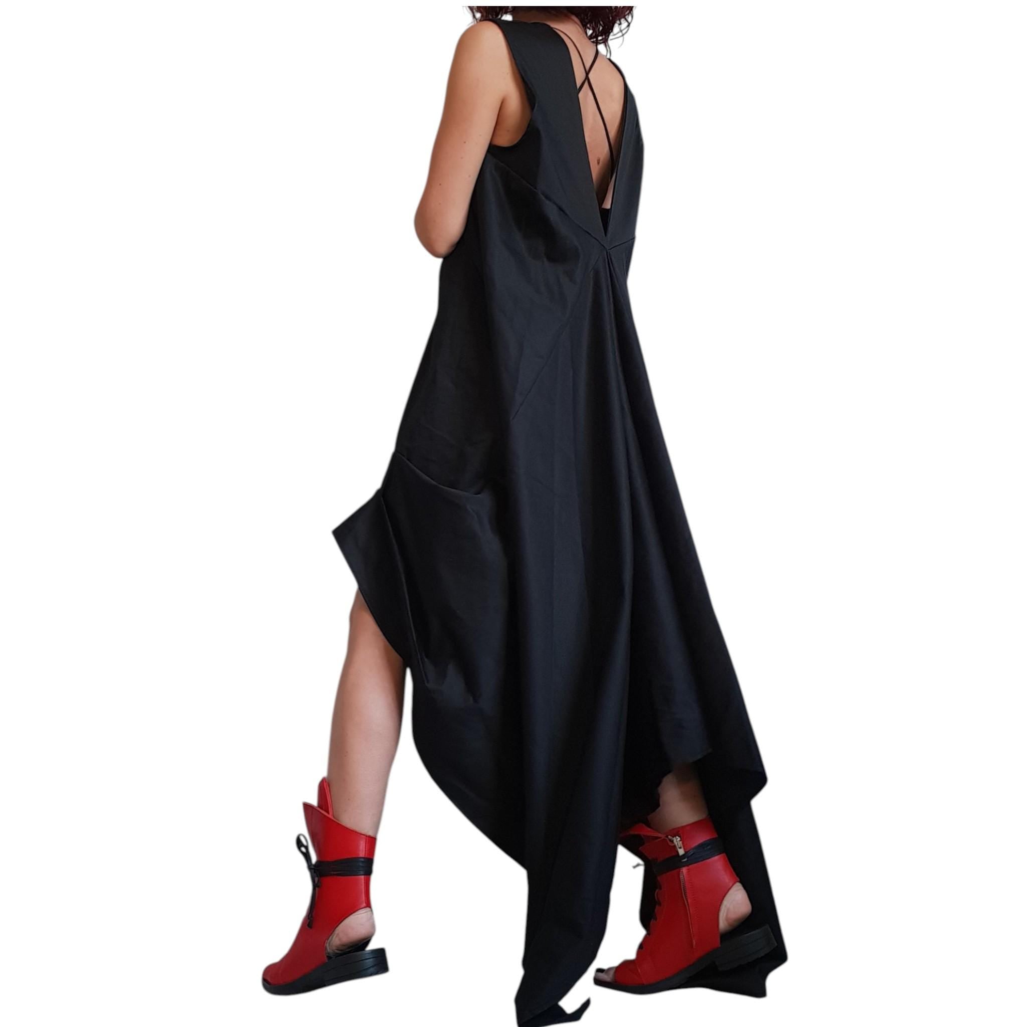 Asymmetric Dress, Black Loose Dress, Extravagant Dress, Sleeveless Dress, Long Short Dress, Plus Size Dress, Gothic Dress