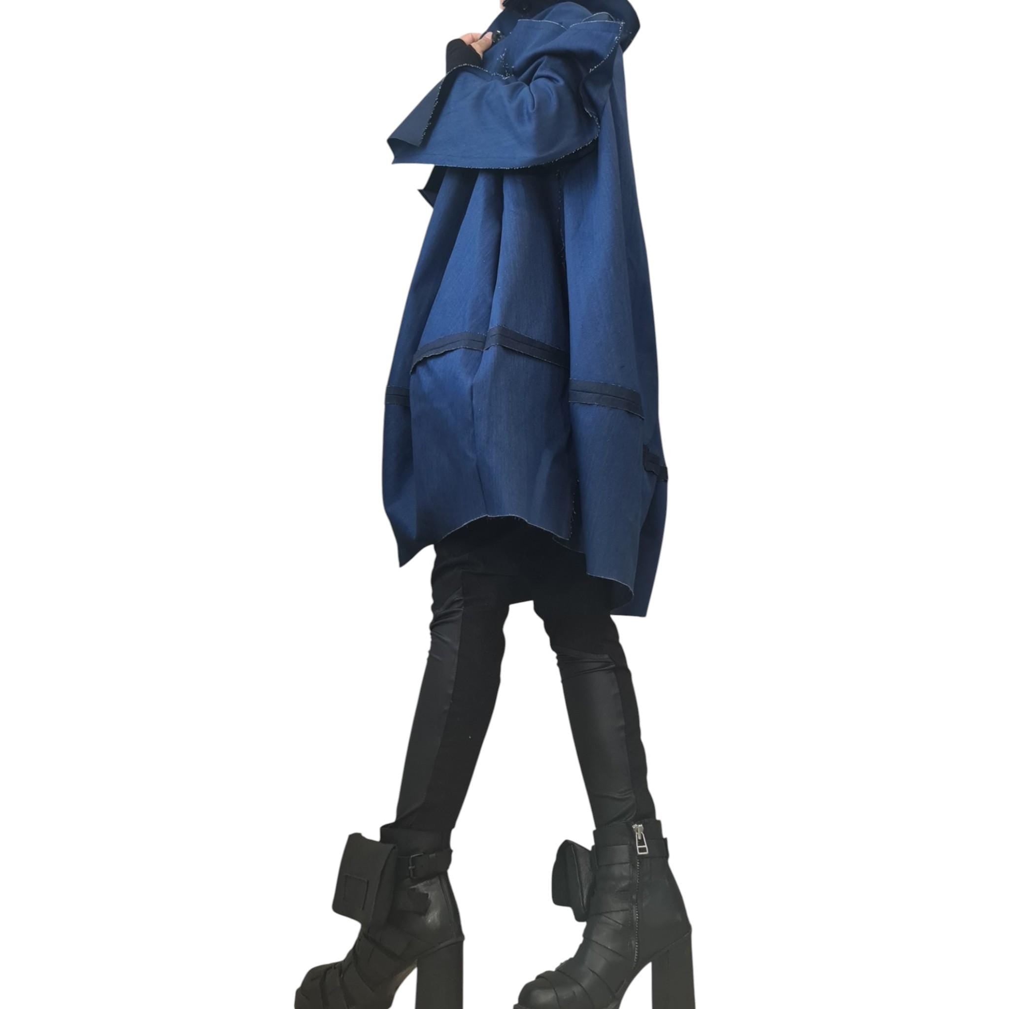Extravagant Trench coat, Denim Trench coat, Plus Size Clothing, Oversize Trench coat Statement Outerwear