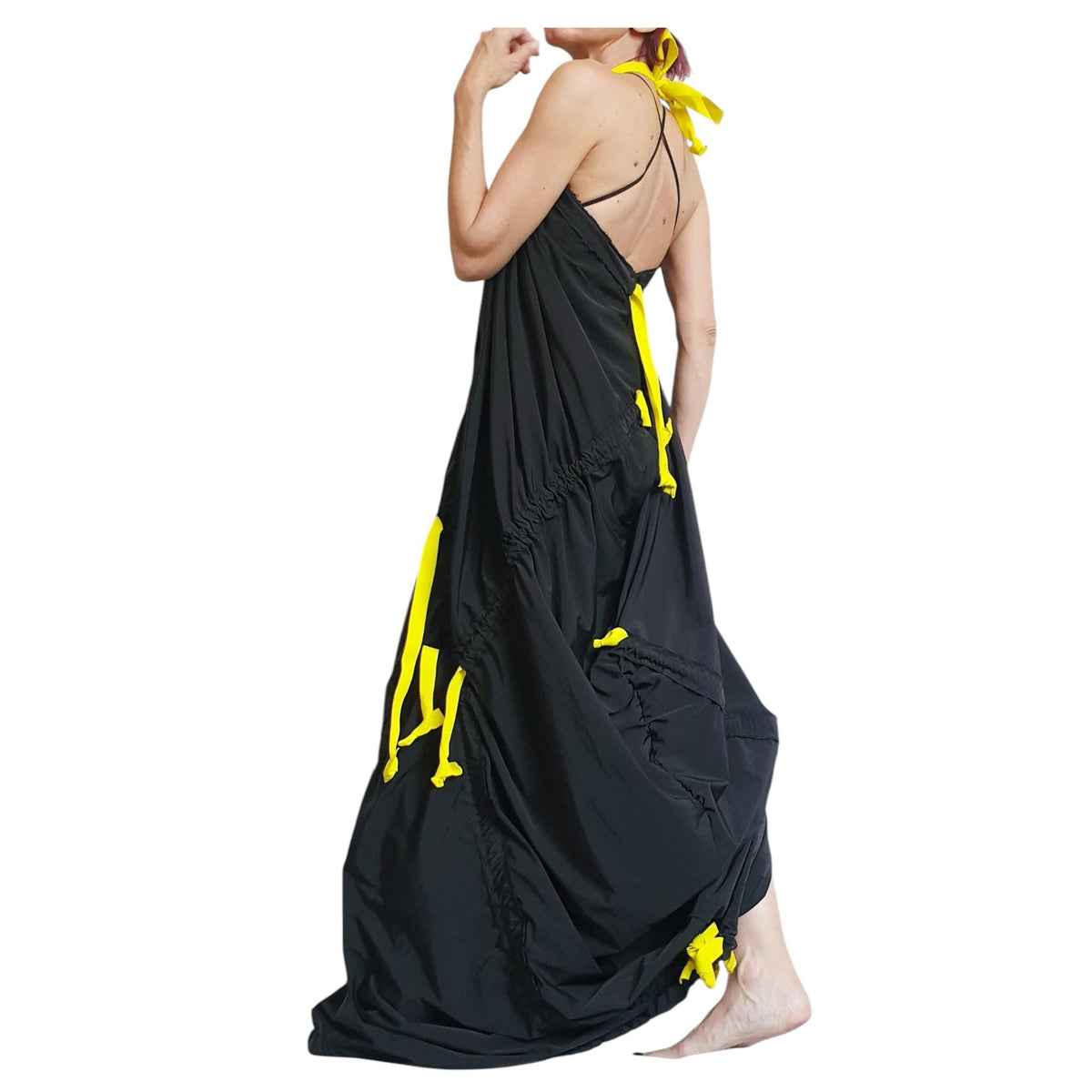 Black Maxi Kaftan Dress, Taffeta Sleeveless Loose Caftan, Plus Size Clothing