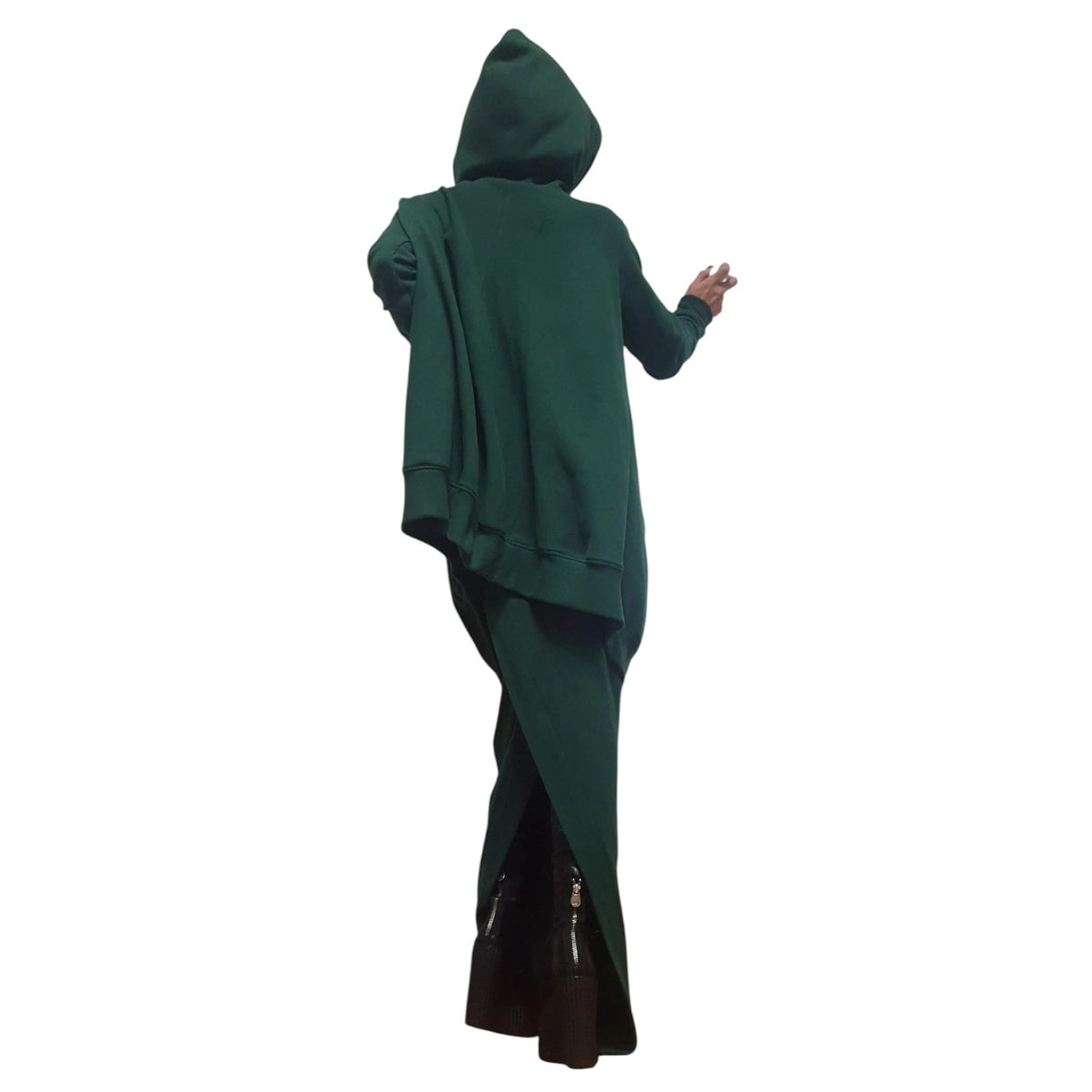 Women’s Dark Green Co-Ord Set, Pencil Skirt, Oversized Long Sleeve Hooded Top