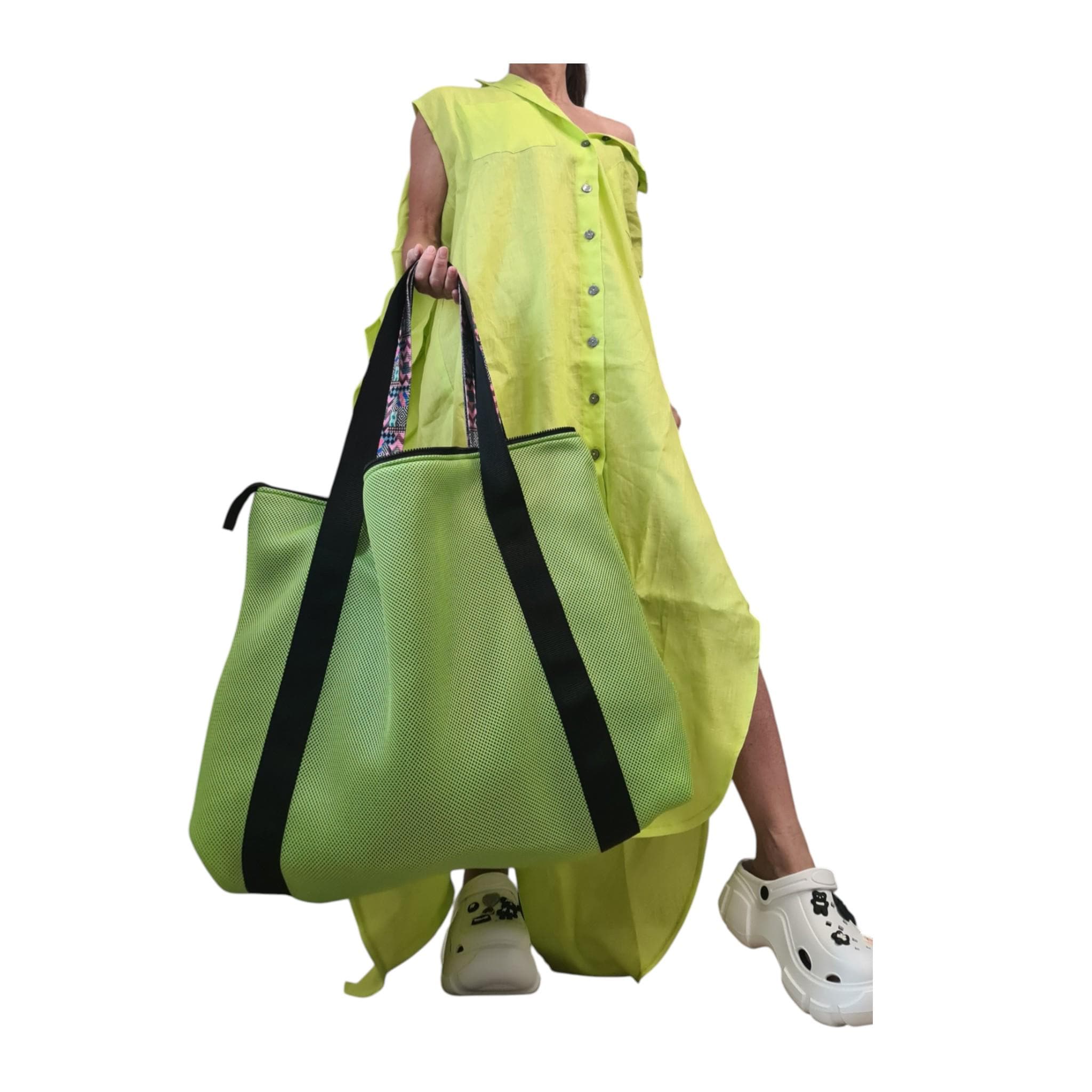 Designer Handmade Large Bag, Extravagant Double-faced Two-tone beach bag