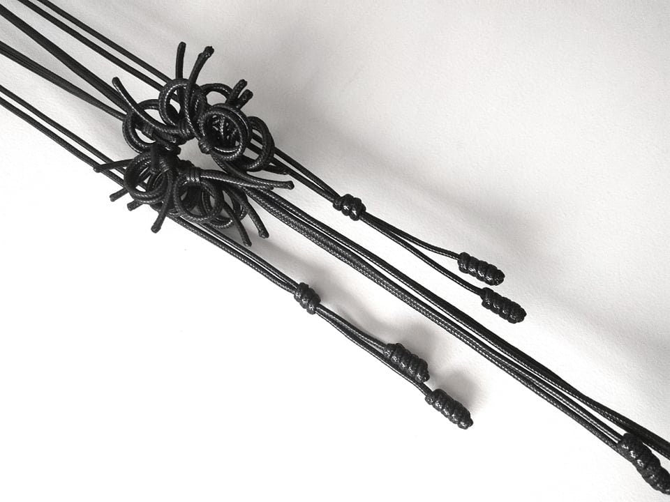 Handmade Black Flower Necklace, Gothic Avant Garde, Long Art Jewelry