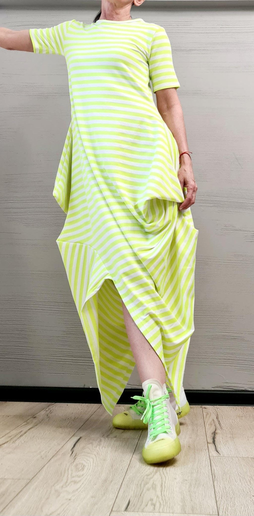 Asymmetric Long Dress, Plus Size Clothing, Short sleeve