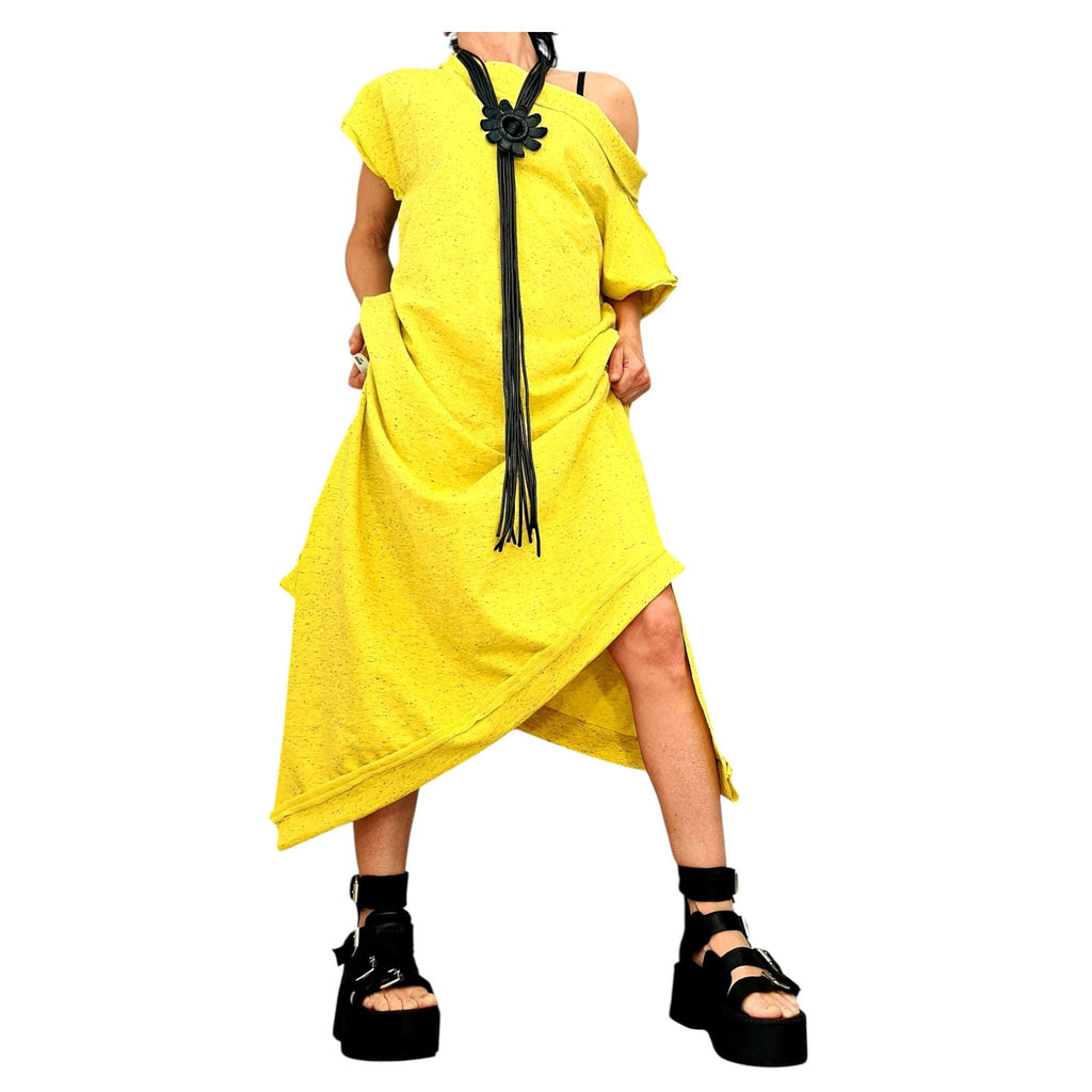 Asymmetric Maxi Dress: Loose Cotton Plus Size (One Shoulder)