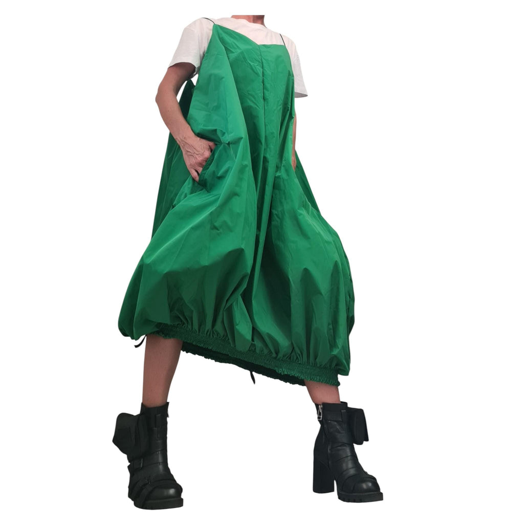 Green Long Short Loose Dress, Asymmetric Jumper Dress, Overall Tunic