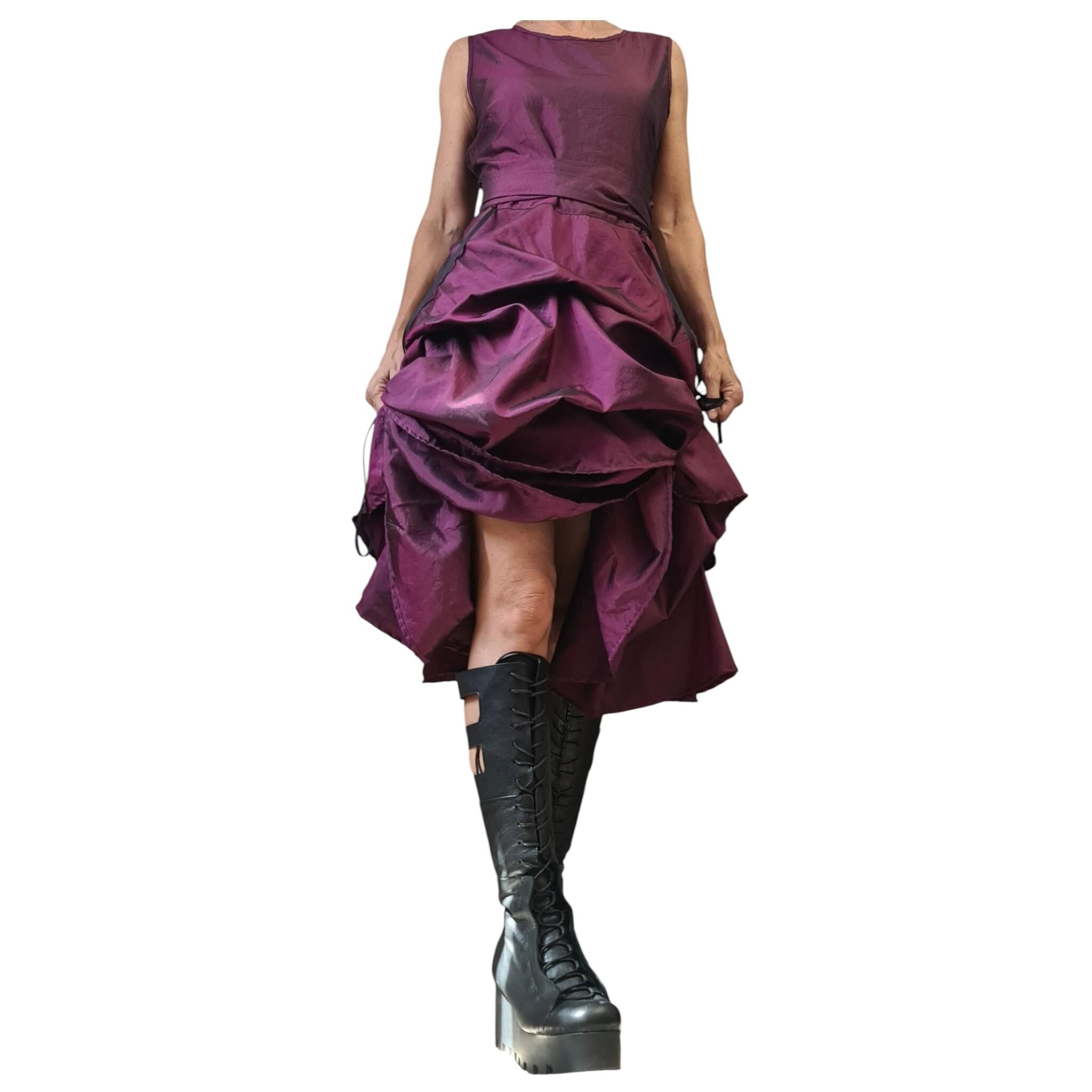 Asymmetric Taffeta Wedding Dress, Gothic Sleeveless Plus Size Gown