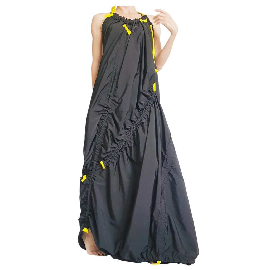Black Maxi Kaftan Dress, Taffeta Sleeveless Loose Caftan, Plus Size Clothing