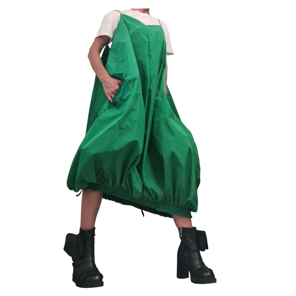Green Long Short Loose Dress, Asymmetric Jumper Dress, Overall Tunic