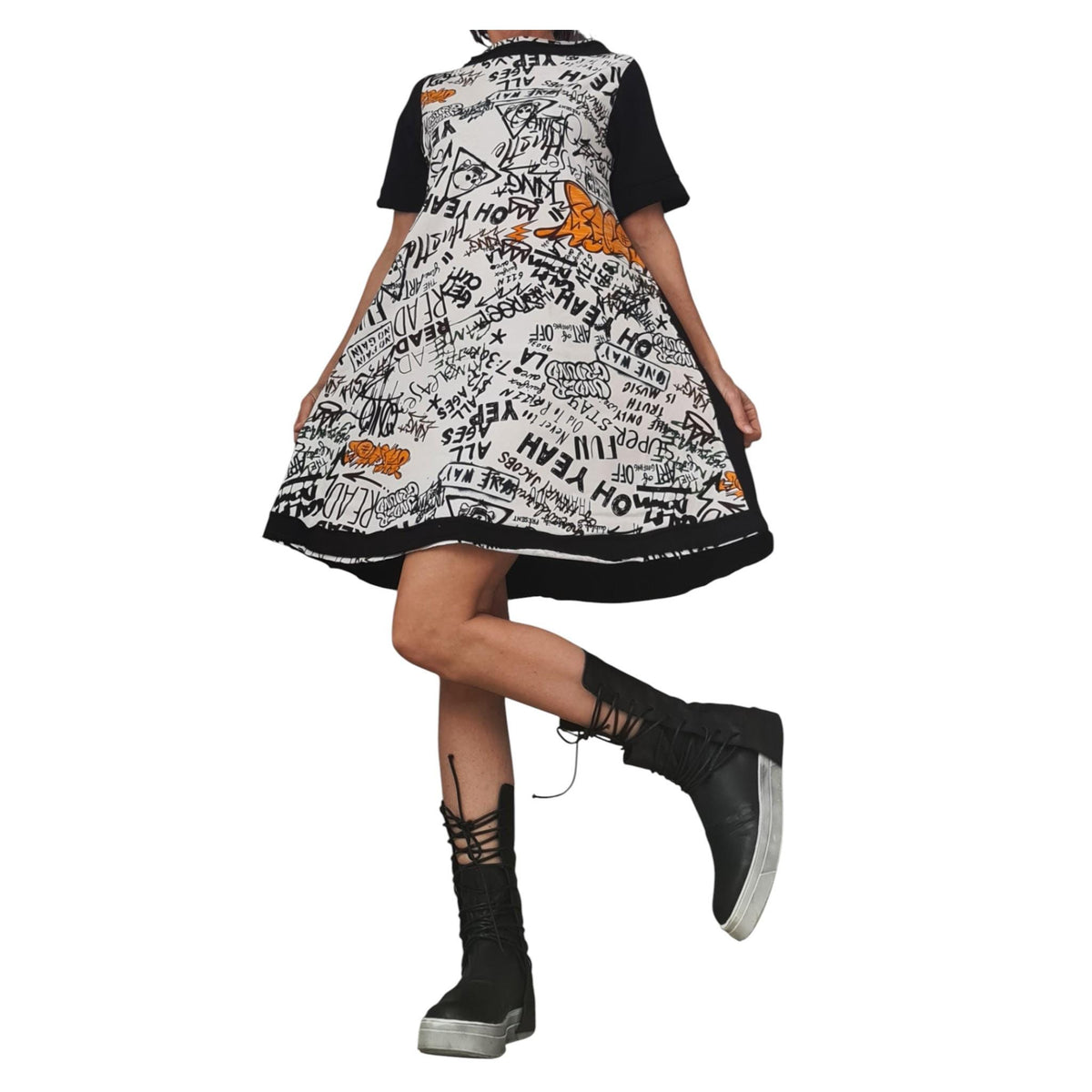 Black Gothic Boots, Grunge Leather Sneakers, Rave Zipper Women Booties
