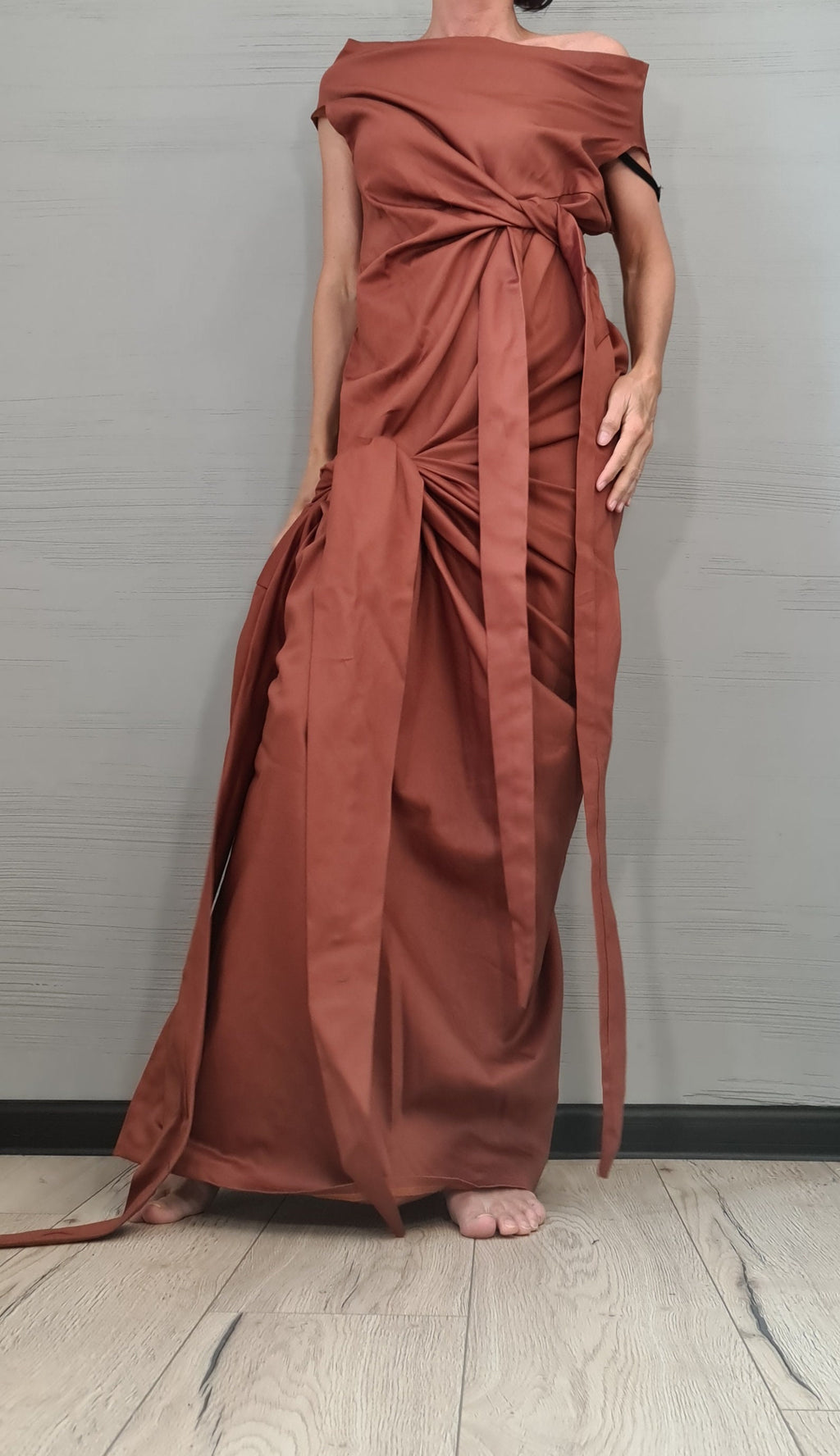 Asymmetric Fit Maxi Dress, Plus Size Clothing,  Sleeveless One Shoulder Dress