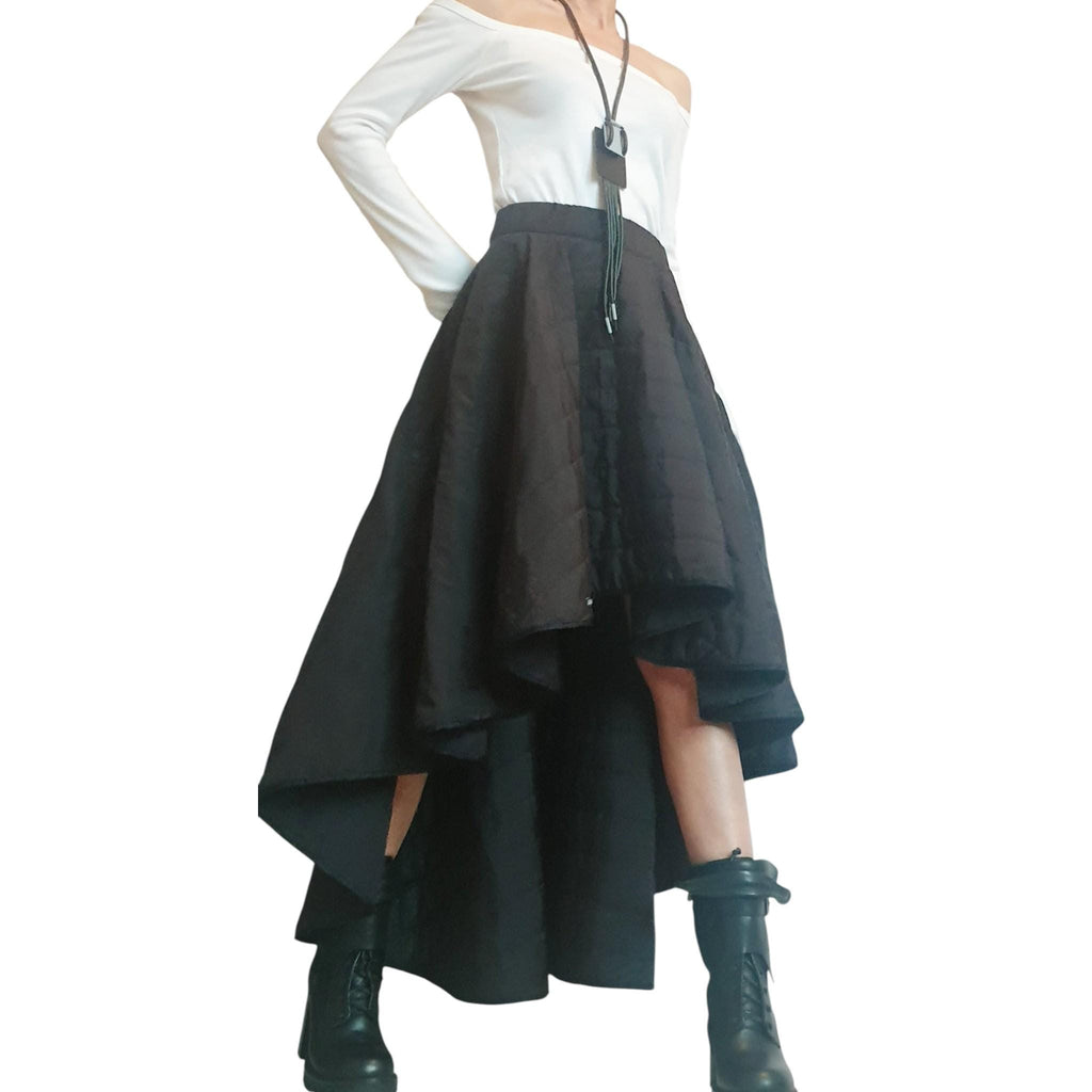 Extravagant Asymmetric Wadding Skirt, Gothic Cocktail Circle Skirt