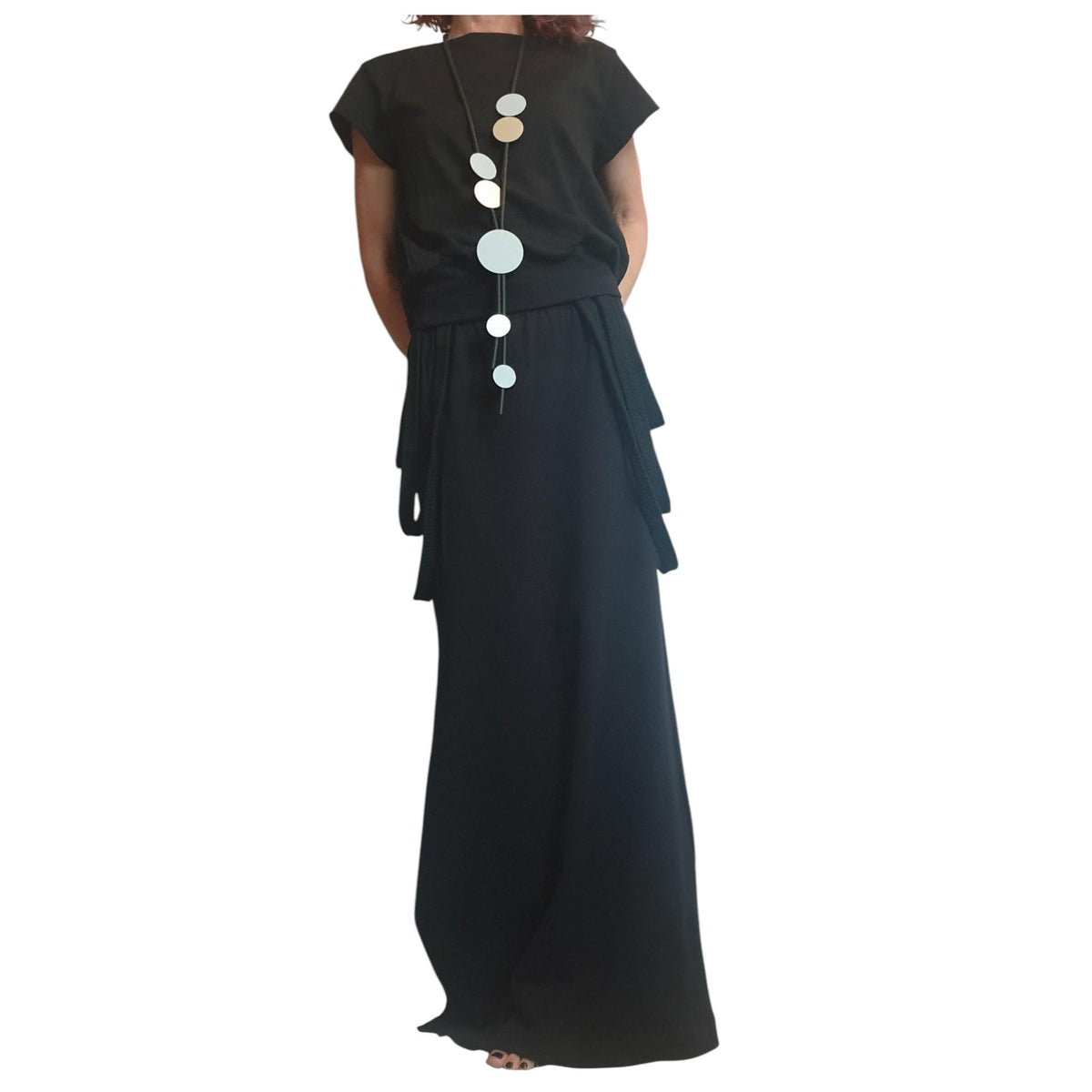 Black Gothic Maxi Dress Open Back Cotton French Terry Sleeveless Long Dress Women