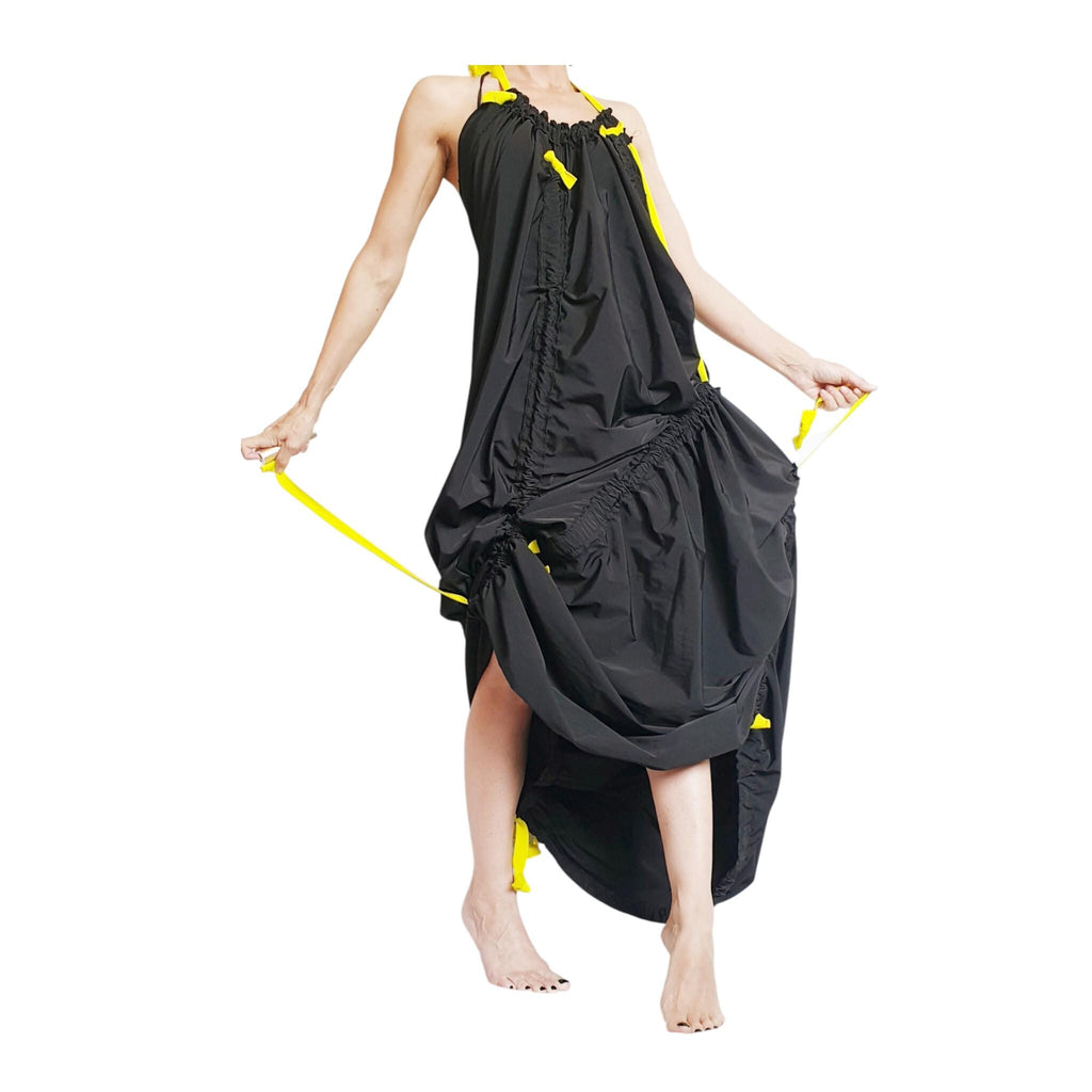 Black Maxi Kaftan Dress, Taffeta Sleeveless Loose Caftan, Plus Size Clothing