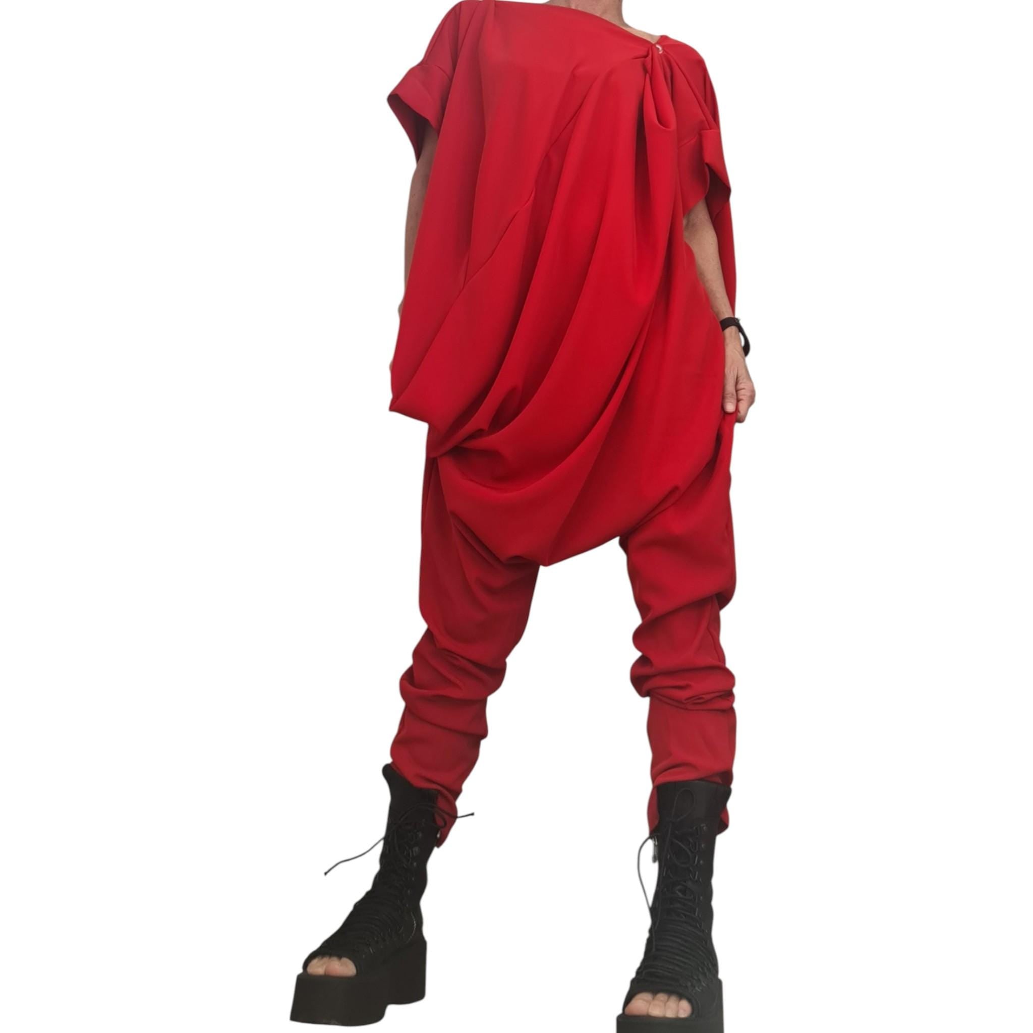 Asymmetric Harem Jumpsuit, Extravagant Wide Leg Boho Overall