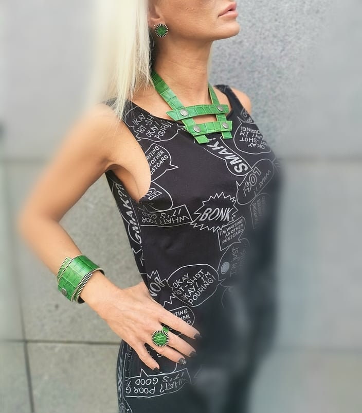 Handmade Leather Jewelry Set, Bracelet, Ring, Necklace