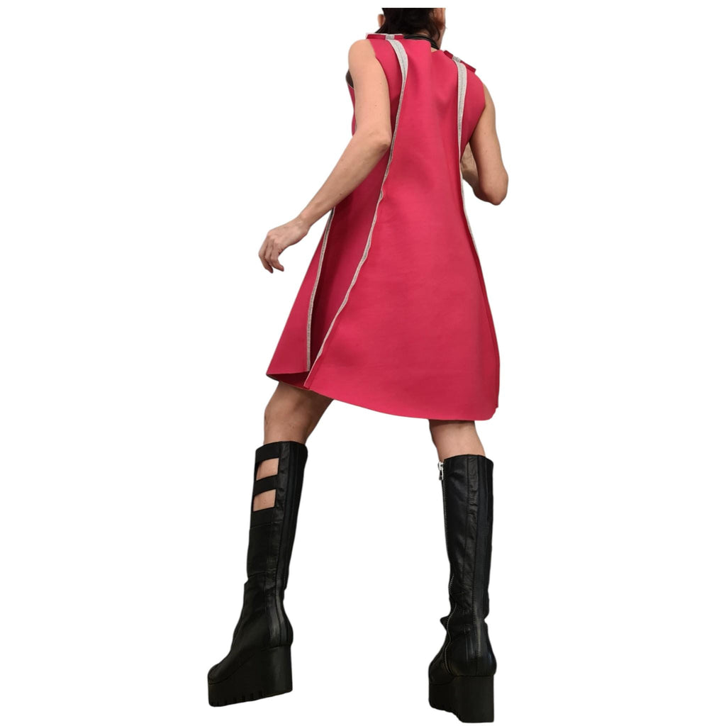 Reversible neoprene dress, two color sleeveless mini, flared silhouette, plus size women clothing