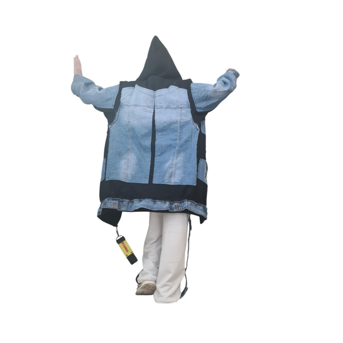 Oversized Hoodie Jacket, Denim Patchwork, Avant Garde Streetwear, Deconstructed Hoodie Women