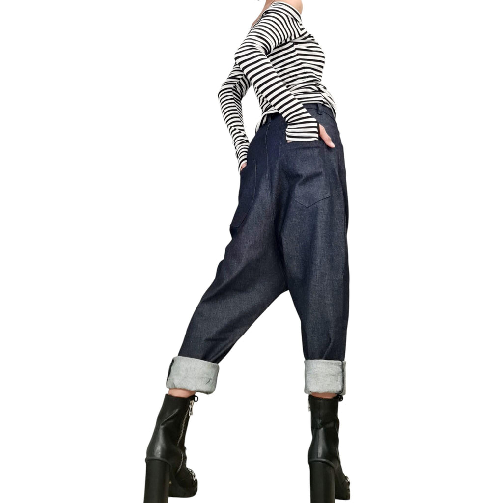 Denim Harem Pants, Unisex Baggy Boho Style, Extravagant Fit