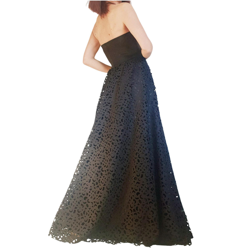 Avant-garde Black Gothic Maxi Skirt Dress, Neoprene Circle Skirt