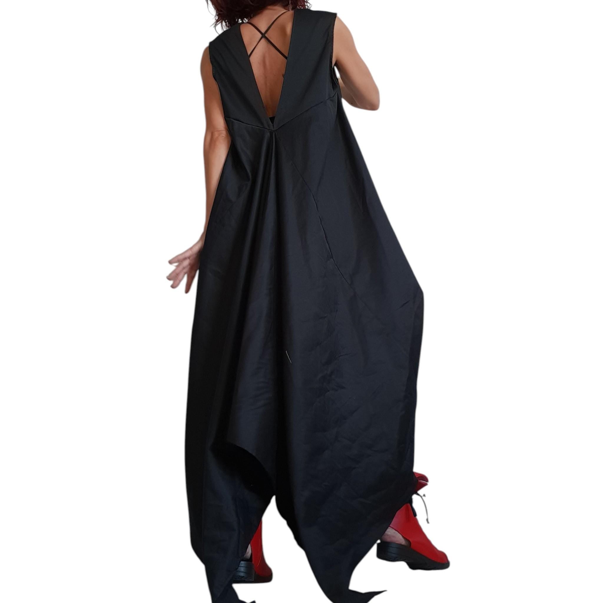 Asymmetric Dress, Black Loose Dress, Extravagant Dress, Sleeveless Dress, Long Short Dress, Plus Size Dress, Gothic Dress