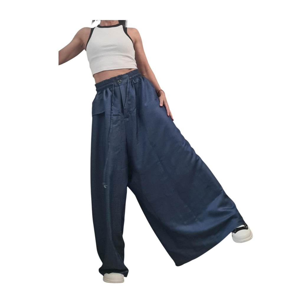 Asymmetric Wide-leg Denim Pants, Harem trousers, Plus Size pants for women